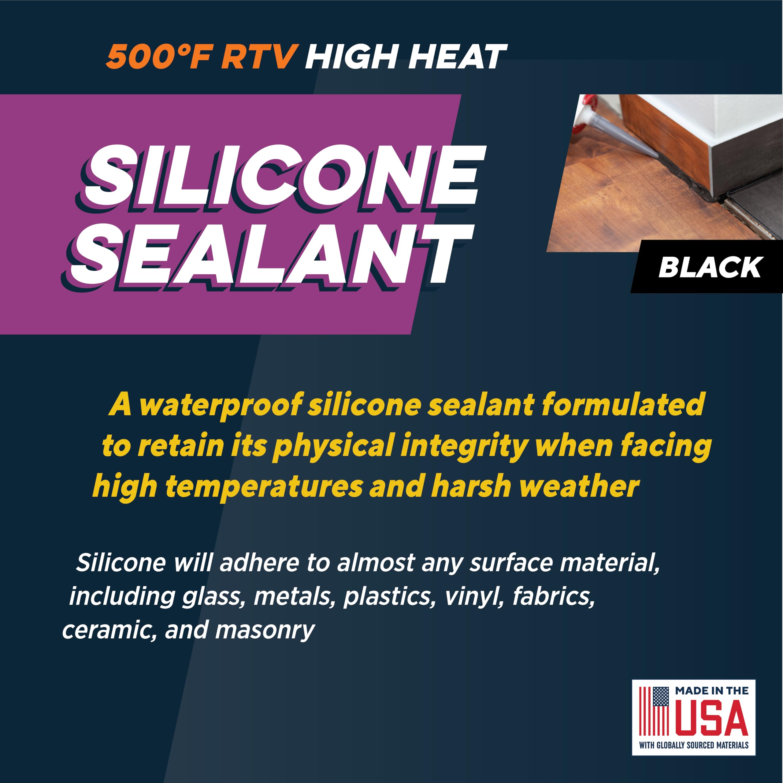 Rutland 500°RTV High Heat Silicone (Black) 2.7 Ounce Tube