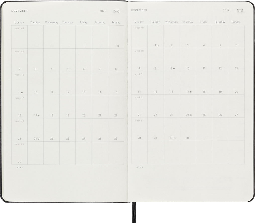 Moleskine 12 Month 2026 Smart Weekly Planner, Hard Cover, Large (5" x 8.25") Black: Compatible with Moleskine Smart Pen (Smart Set Sold Separately)