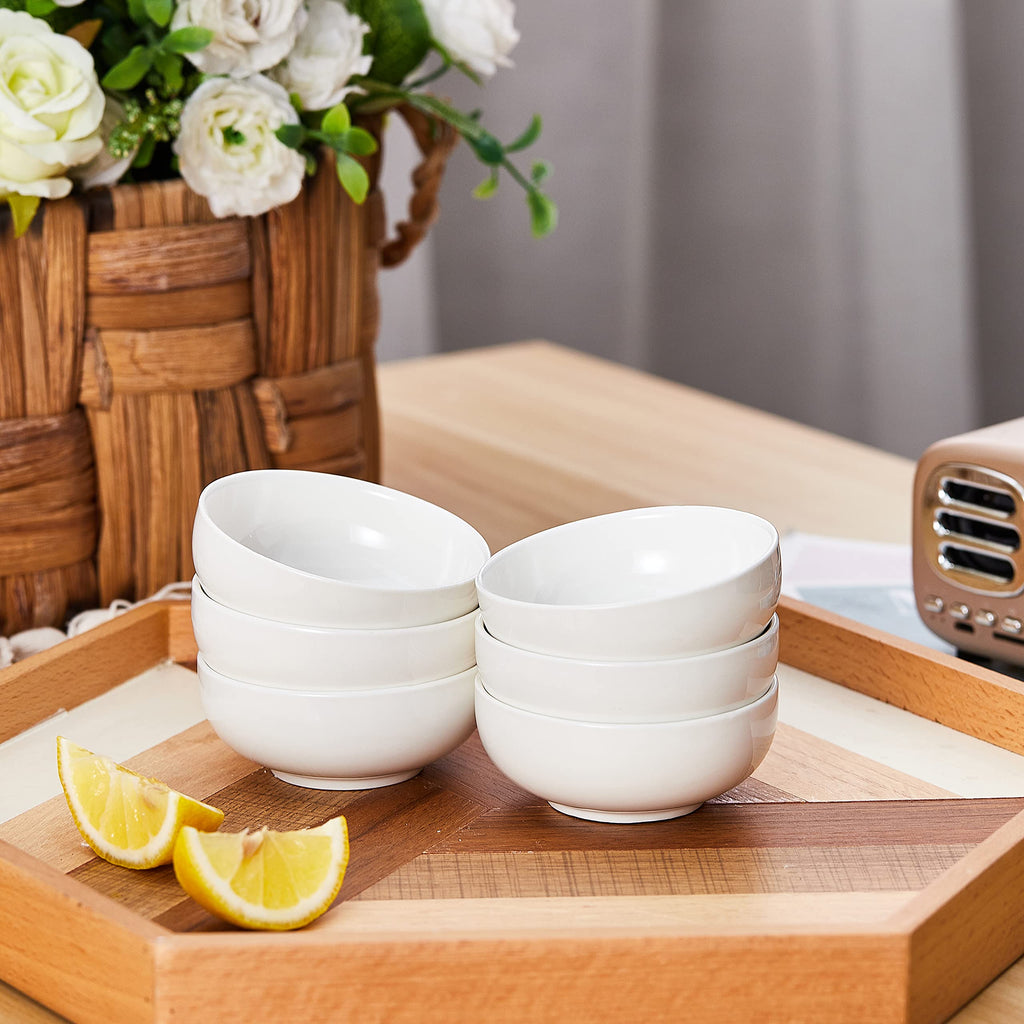 Swuut Ceramic Pinch Bowls,2.5 oz Mini Prep Dip Bowl Set,Small Dipping Salsa Charcuterie Soy Sauce Side Dish for Sushi,Set of 6 (White)
