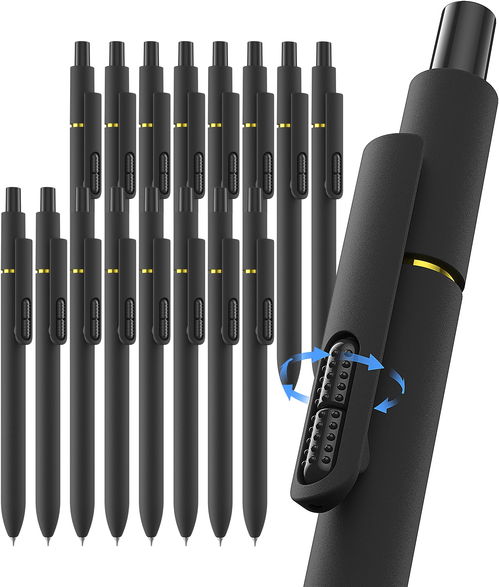 inkipen 16Pcs Gel Pens - 0.5mm Black Ink Pens Fine Point Smooth Writing, Quick Drying Retractable Pen for Journaling, Cute School & Office Supplies (black-16PCS)