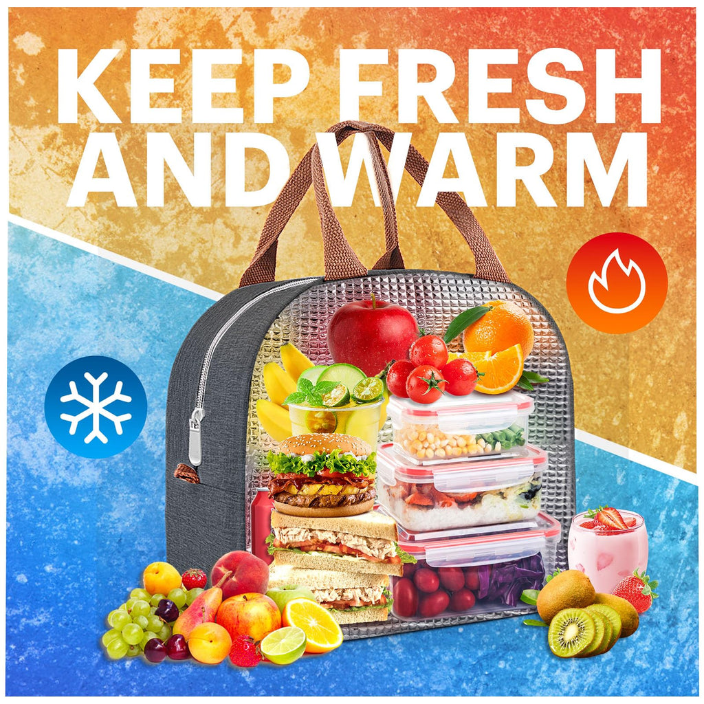 Lunch Bag for Women & Men Adult Insulated Lunch Box, Small Leakproof Cooler Food Lunch Containers Reusable High Capacity Lunch Tote Bags for Work, Travel, Outdoor