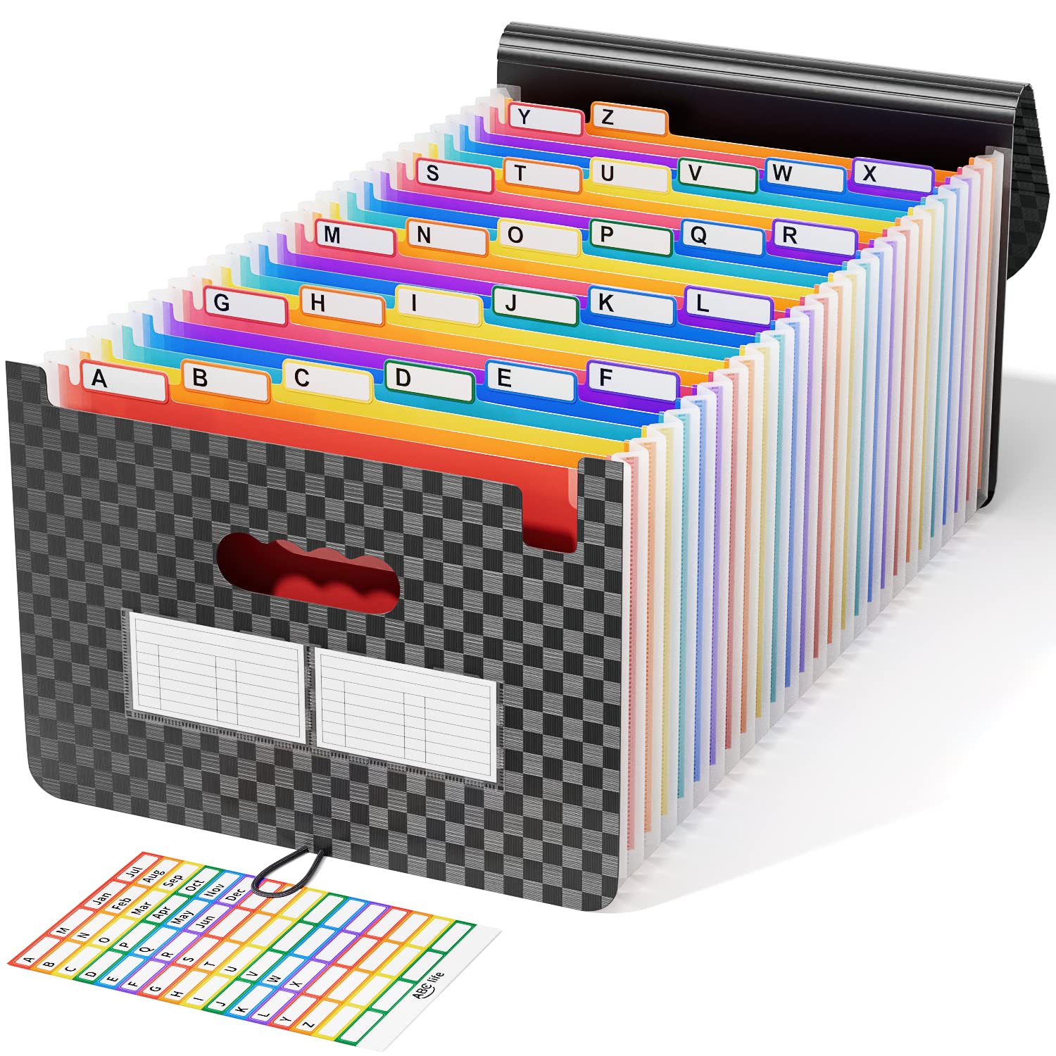 ABC life Accordian File Organizer 26 Pockets,Expanding File Folder with Upgrad Grid Pattern,Portable A4 Letter Size Filling Box, Expandable Accordion Folder,Plastic Paper Document Receipt Organizer