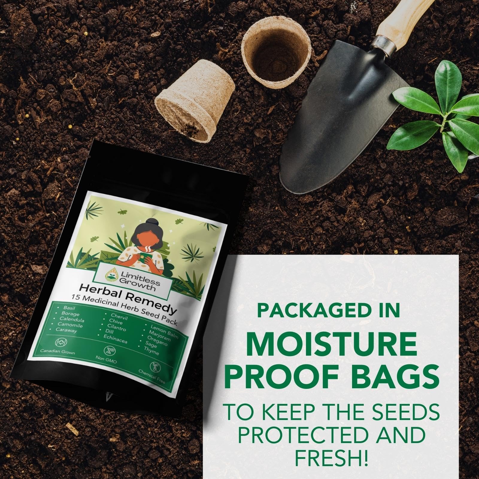 Herbal Remedy Seed Pack | 15 Varieties of Flower & Herb Seeds for Your Medicinal Garden | Easy to Grow, Balcony-Friendly | Borage, Basil, Calendula, Chamomile, Caraway & More | Limitless Growth