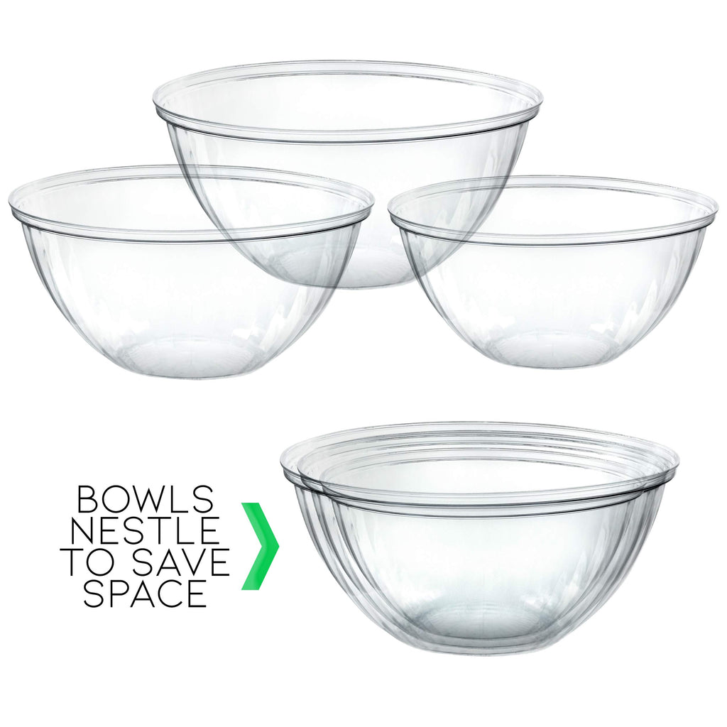 Plasticpro Disposable 150 Ounce Round Crystal Clear Plastic Serving Bowls, Party Snack or Salad Bowl, Chip Bowls, Snack Bowls, Candy Dish, Salad Container Pack of 2