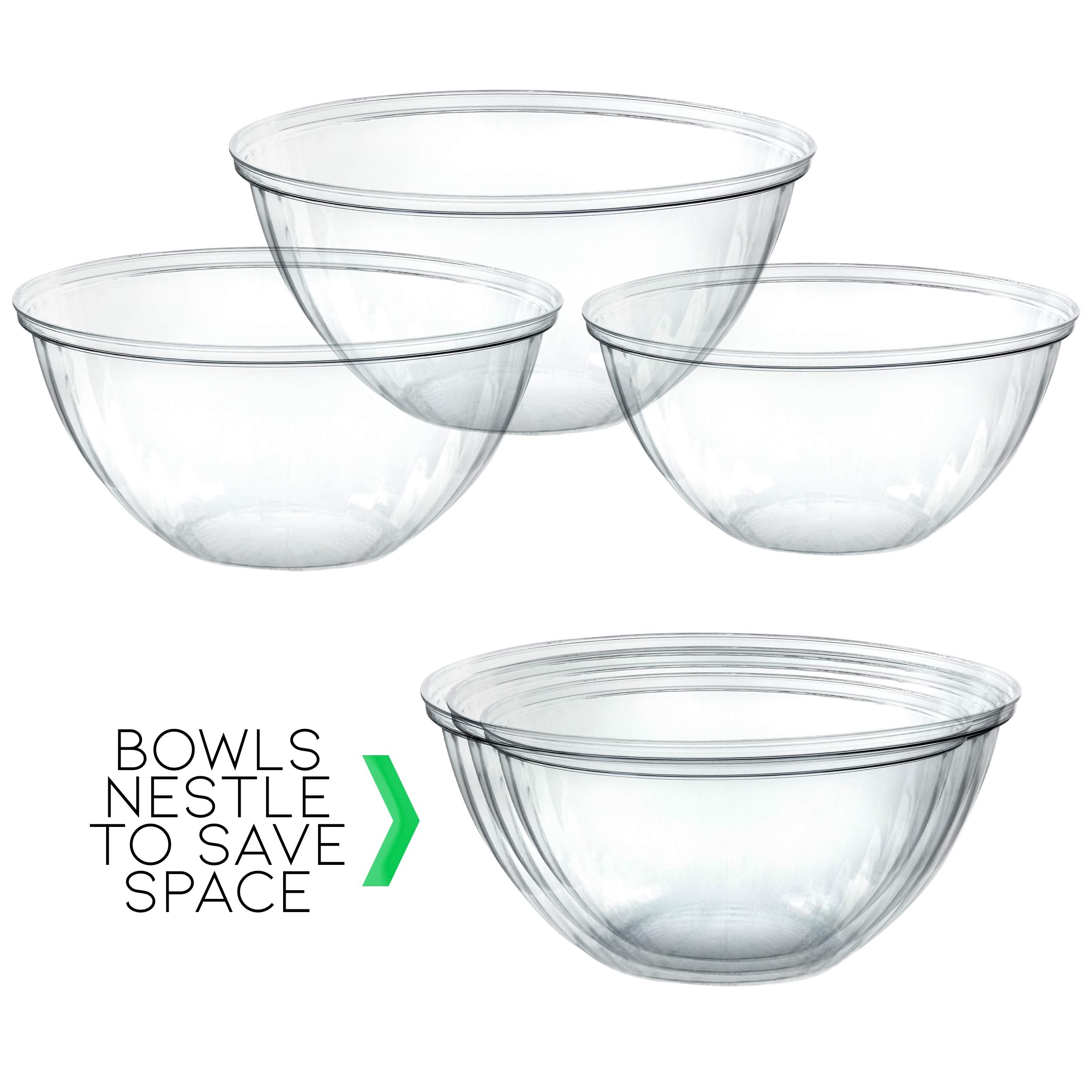 Plasticpro Disposable 150 Ounce Round Crystal Clear Plastic Serving Bowls, Party Snack or Salad Bowl, Chip Bowls, Snack Bowls, Candy Dish, Salad Container Pack of 2