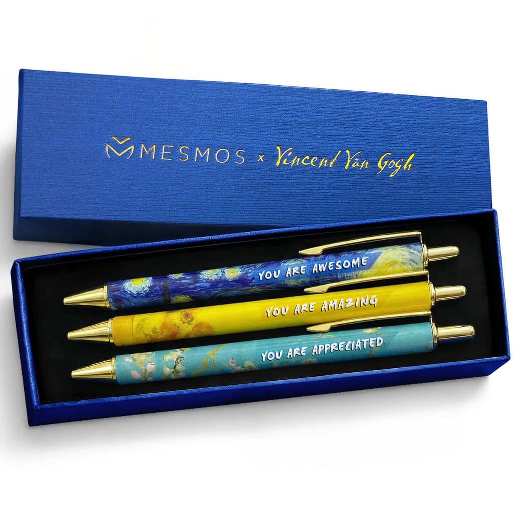 MESMOS Van Gogh Fancy Pen Set for Women, Teacher Appreciation, Thank You Gifts for Women, Nice Cute Boss Lady Gifts for Coworkers, Nice Cute Office Pens for Coworkers