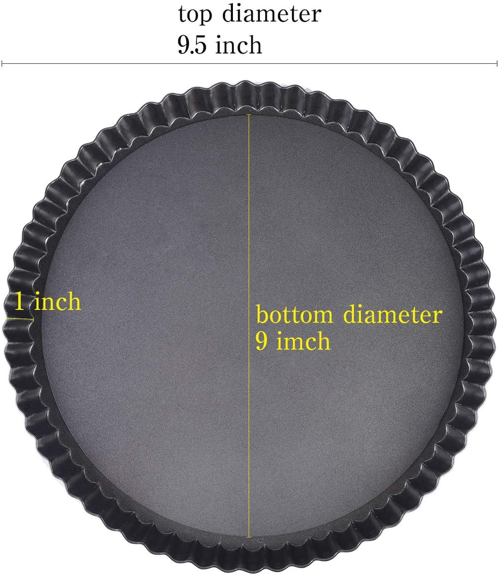 Tart Pan, Quiche Pan, RICHSC Non-Stick Removable Loose Bottom Carbon Steel 9In Tart Pan, Easy to Operate and Clean.