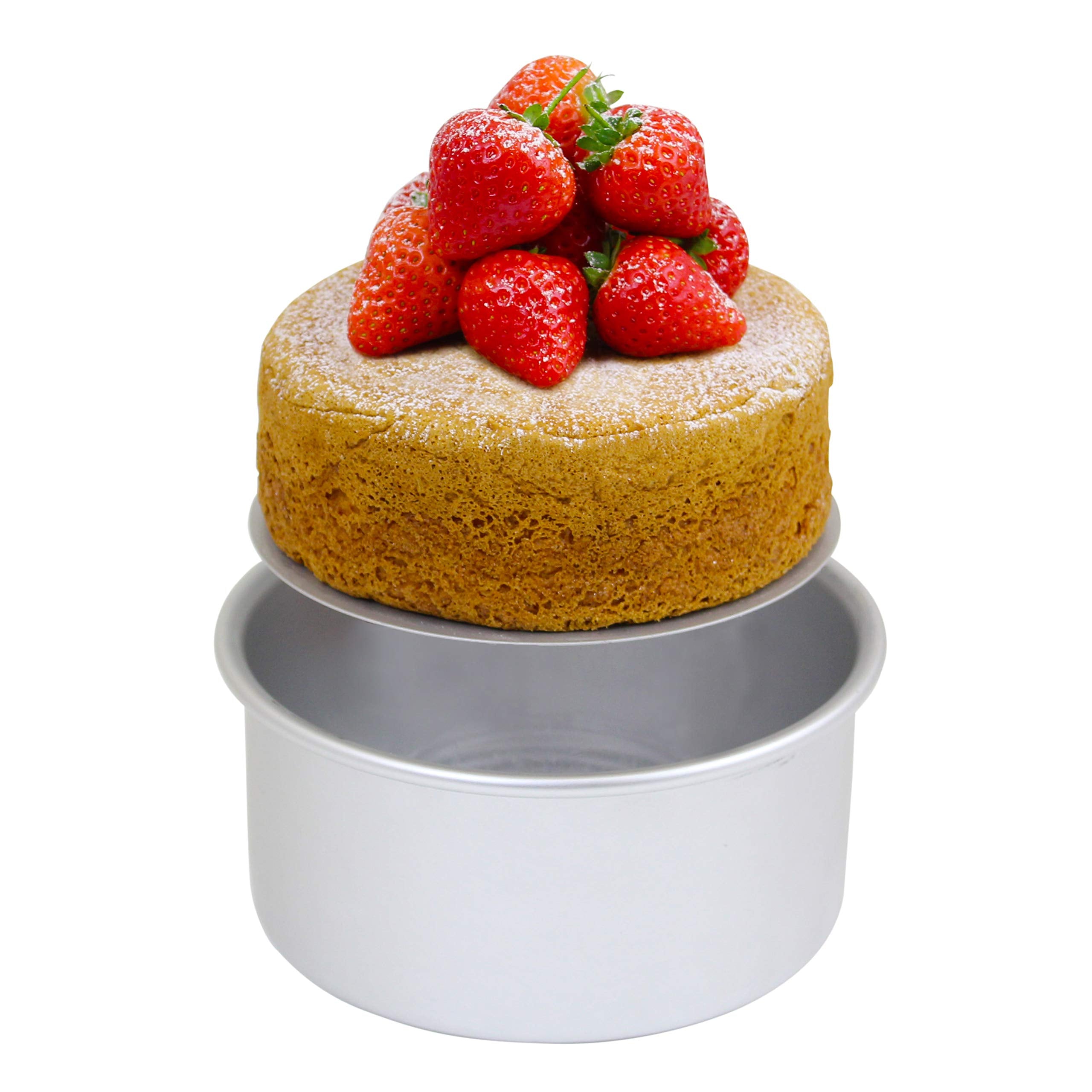 PME LBR063 Professional Aluminum Cake Pan with Removable Bottom (6" x 3"), Standard, Silver