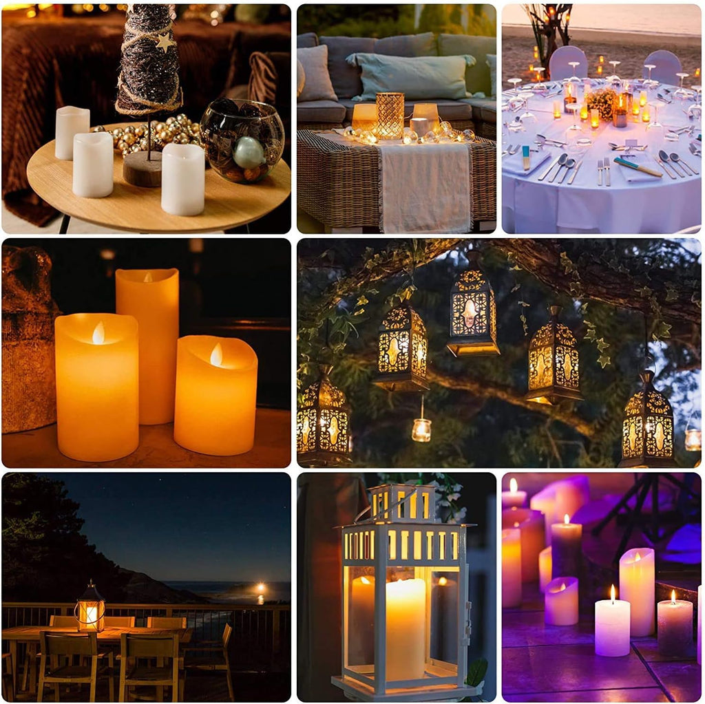 Flameless Candles, Led Candles Set of 12(D 2.1" X H 4" 5" 6" 7") Resin Candles with Remote Timer Waterproof Outdoor Indoor Candles (Made of Plastic)