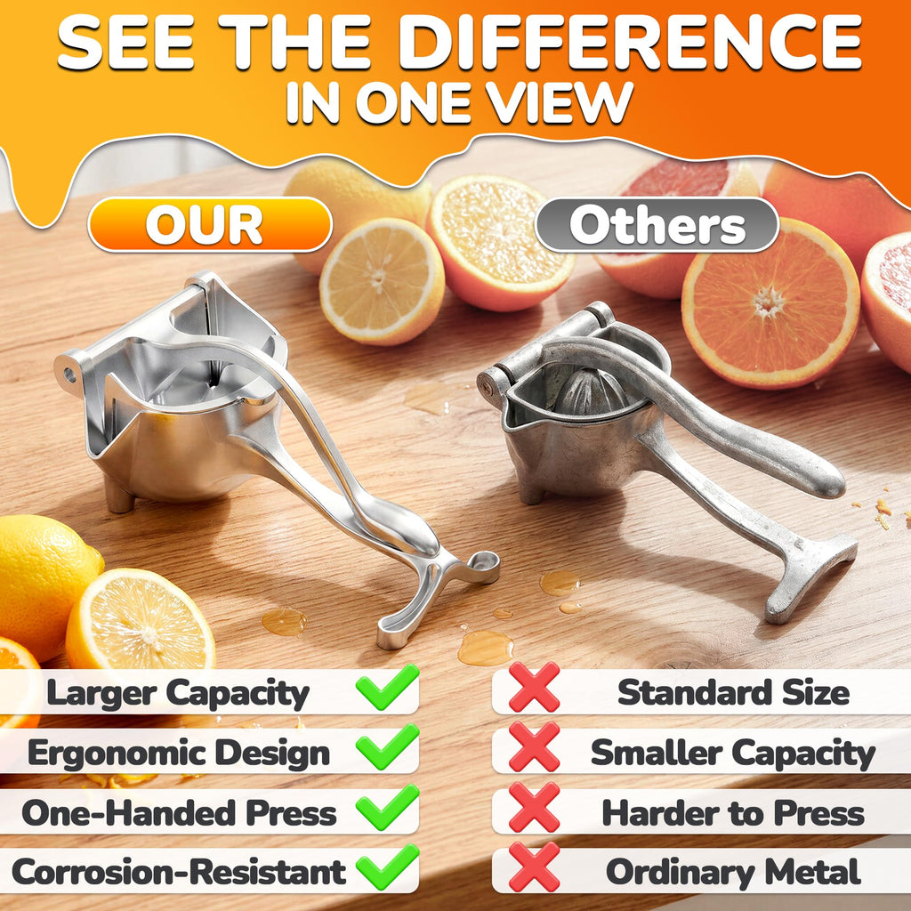 Aluminum Alloy Fresh Fruit Juice Extractor - Juice Squeezer Handheld, Ergonomic Grip, Easy to Use, 9.8" Length Hand Juicer Squeezer with 0.6L Capacity, Efficient Extraction of Citrus, and Other Fruits