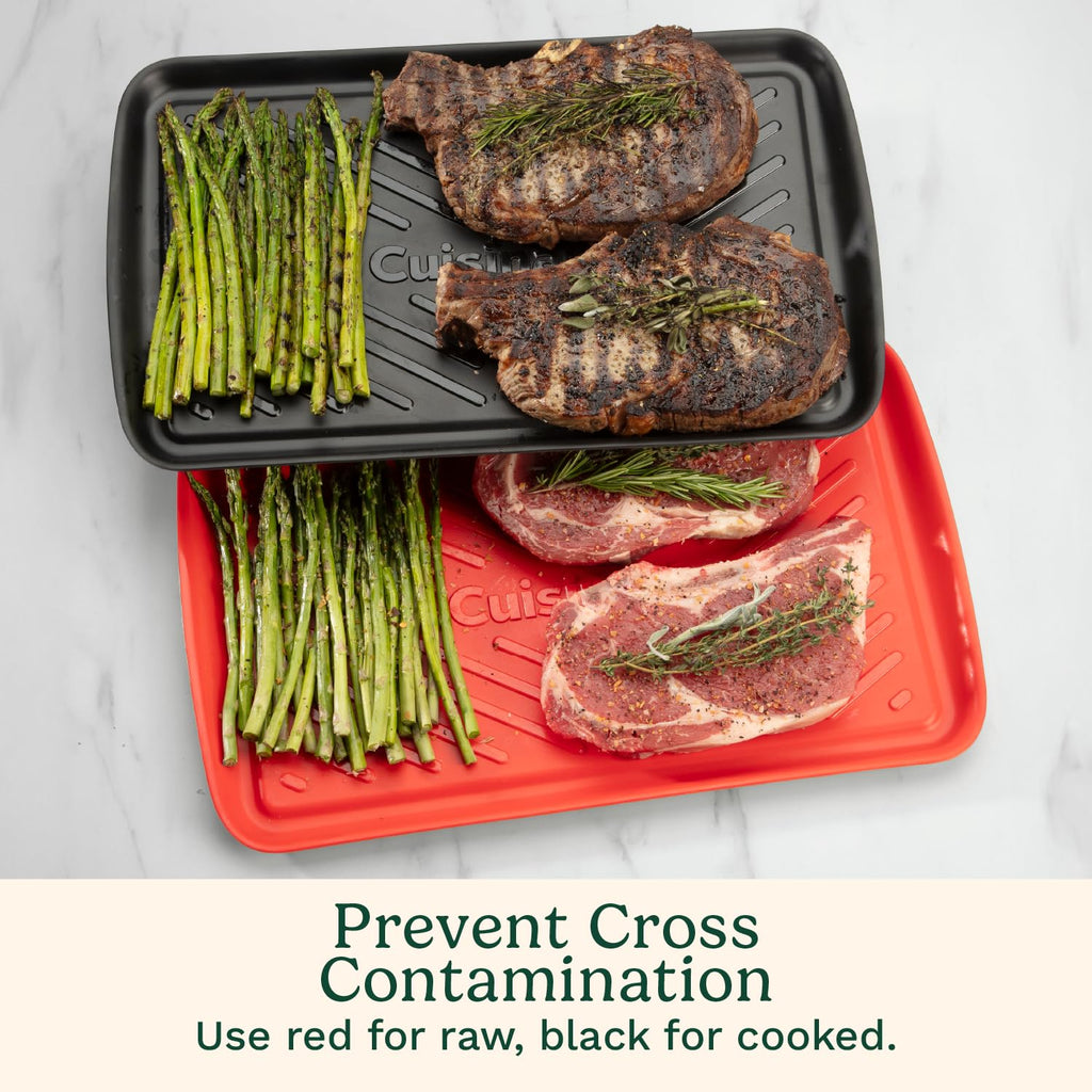 Cuisinart Grilling Prep and Serve Trays, 17"x 10.5", Dishwasher Safe, Fits 6 Burgers, Red and Black (CPK-200C)