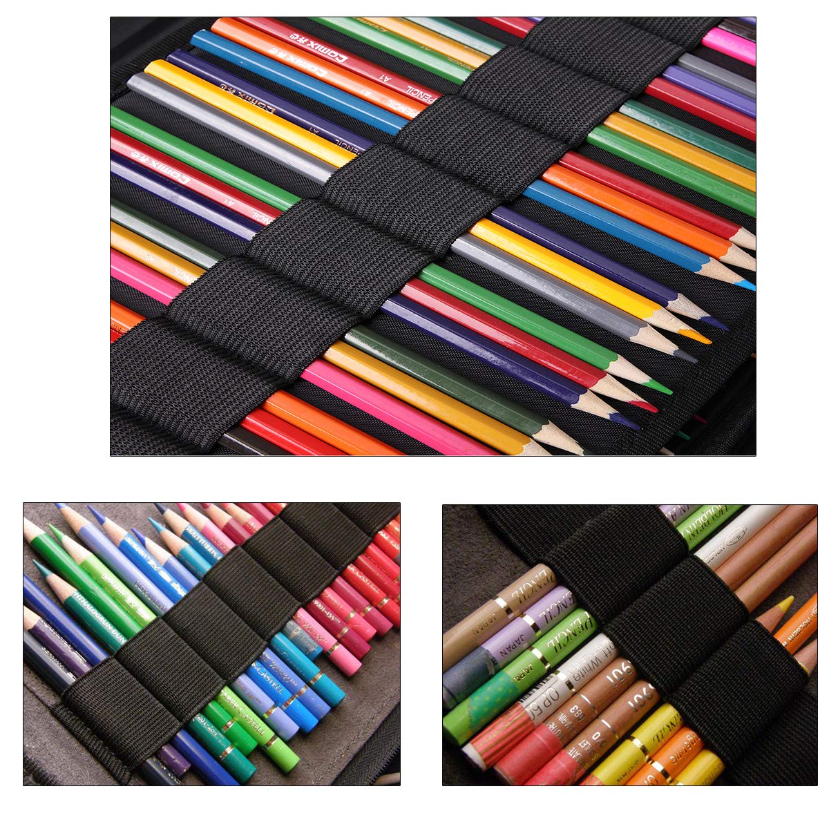 BOMKEE Pencil Case for Adults 220 Slots Colored Pencils Gel Pen Organizer Bag with Zipper for Student Artist Handy Glitter Gel Pens, Refills, Waterproof Coloring Holder Pencils Case(Purple)