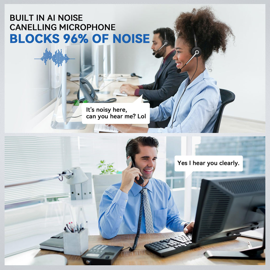 Wantek Corded Telephone Headset Mono w/Noise Canceling Mic for ShoreTel Plantronics Polycom Toshiba NEC Dterm Nortel Norstar Meridian Siemens ROLM Packet8 Landline Deskphones