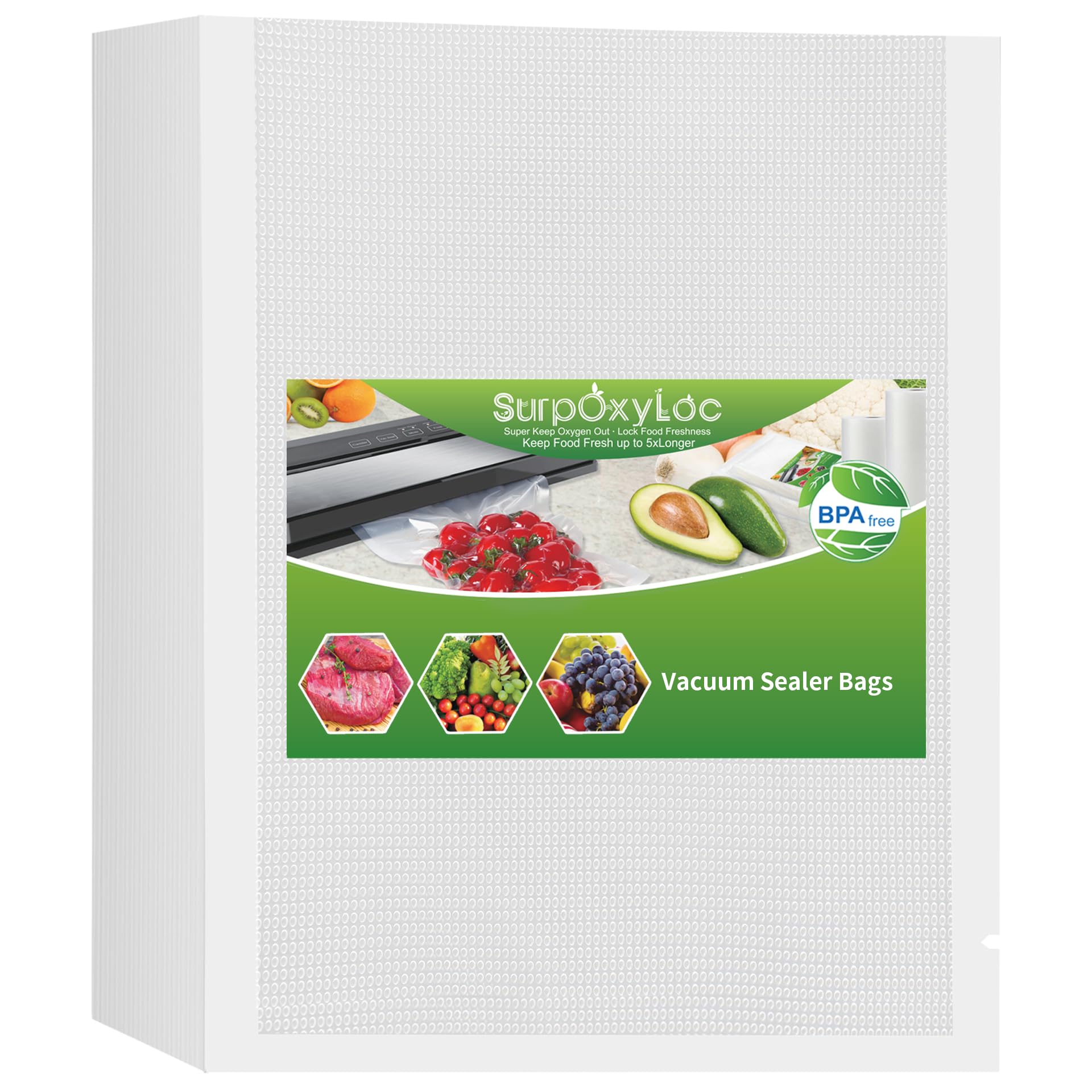 SurpOxyLoc 4mil100 Quart Size 8x12Inch Food Vacuum Sealer Bags with BPA Free,Heavy Duty,Great for Sous Vide and Vac Seal storage