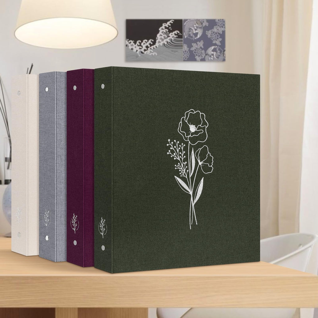 Lanpn Letter Size A4 3 Ring Binder 2 Packs, Linen Cover 1 inch Round Rings Can Holds 8.5" x 11" Paper for Office School Home Journaling Collections (Green)