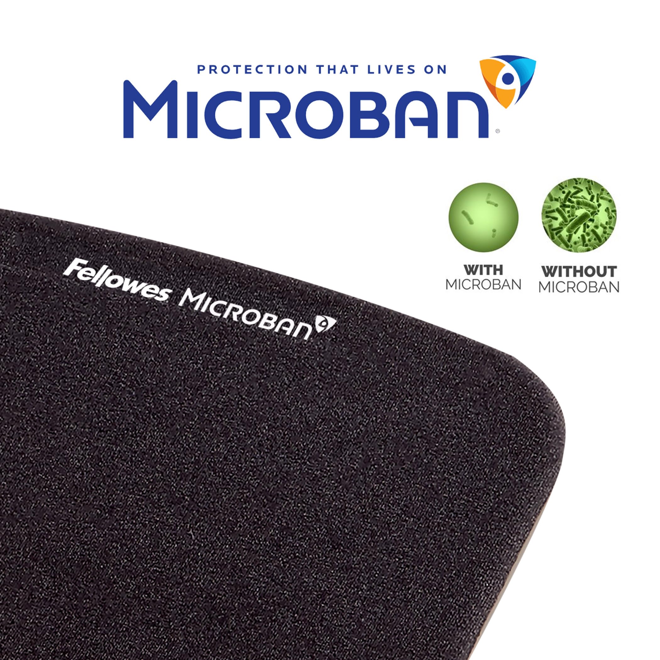 FELLOWES PlushTouch Mouse Pad Wrist Rest with FoamFusion, Black