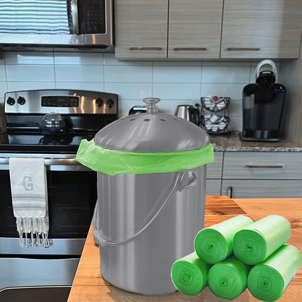 200Counts 2.6Gallon Compost Bags,10L composte bag kitchen,Organic bag,Sacs compost,Small green bin bag,Compostable Liner Bags for Compost Bin,Biodegradable bag for Food Scrap
