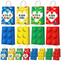 Building Block Party Favor Bags,24 Pcs Building Block Gift Bags Set Building Block Party Bags,Building Block Party Present Bags Bricks Theme Paper Bag for Building Block Birthday Party Decorations