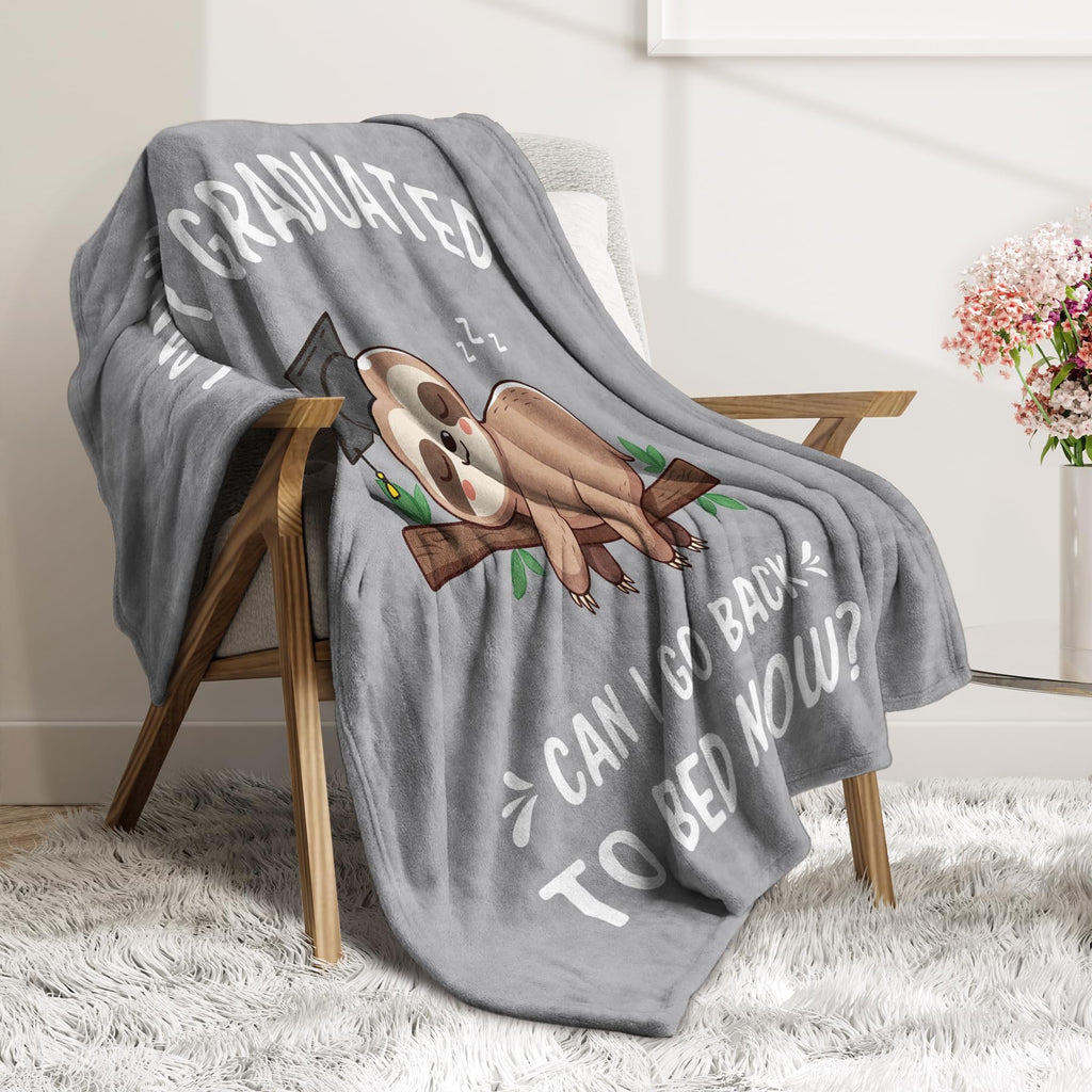 Encoink Funny Graduation Gifts for Her & Him, Practical Throw, College Graduation Gifts for Women & Men, Nurse, Congrat Grad Gifts for Master Degree, High School, PHD, Sloth Blanket, Gray(50 * 60)