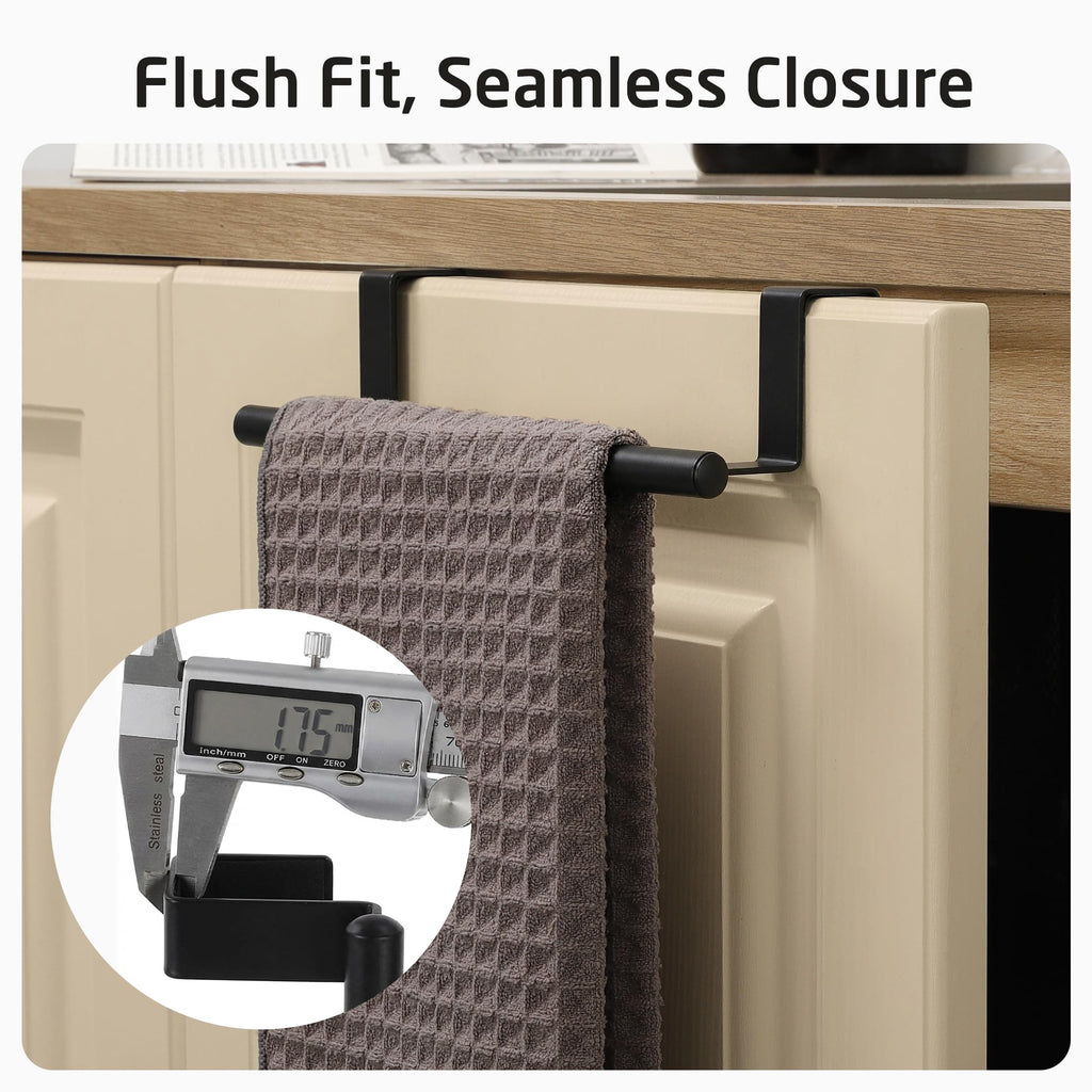 KES Over The Door Towel Rack, Over Cabinet Door Towel Bar Hand Towel Holder Kitchen Dish Towel Holder, Matte Black 2 Pack, KTH500S26-BK-P2
