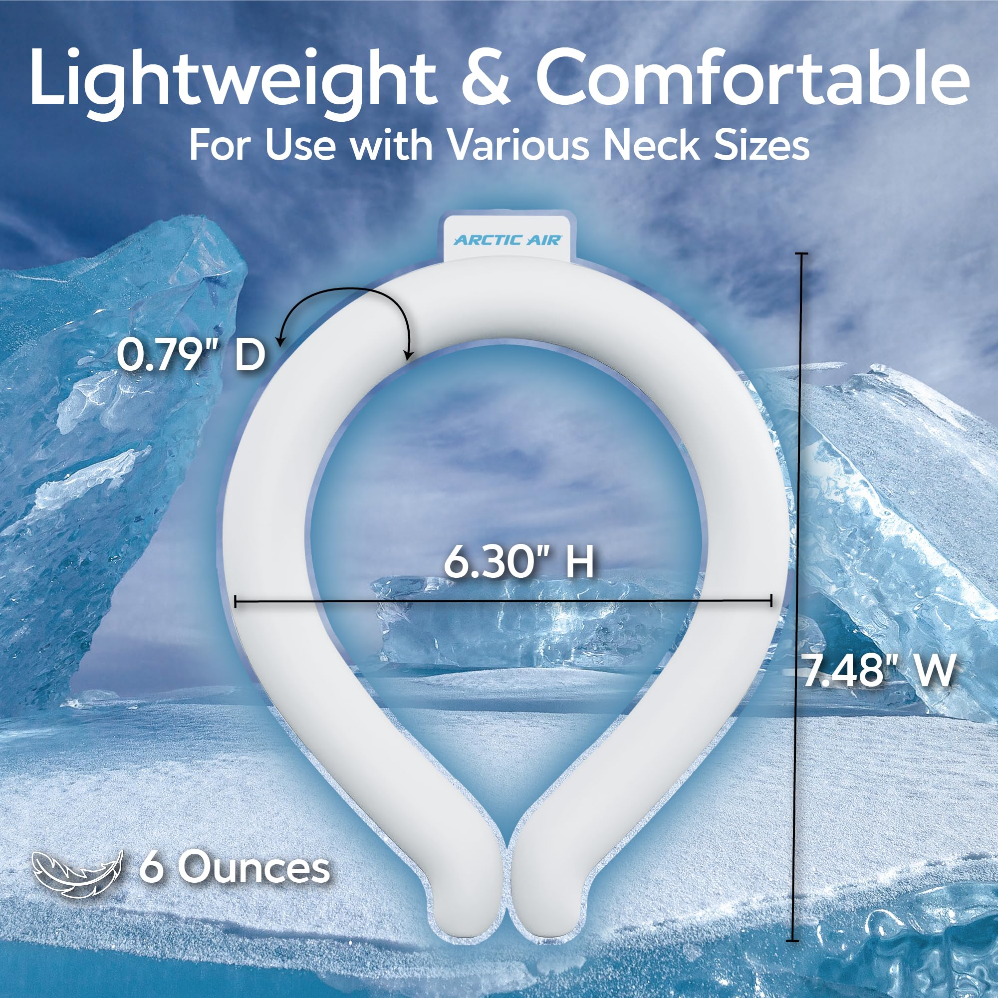 Arctic Air Neck Chill, Neck Cooling Tube, Hands Free Cooling, Quick Freeze Gel, Wearable Body Coolers for Hot Weather, Reusable, Adjustable Fit, 3 Pack