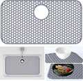 Inchoco Sink Protectors for Kitchen Sink Mat - 25.79"x13.98" Silicone Kitchen Sink Protector Mat for Protection of Stainless Steel Sink and Tableware, Farmhouse Sink Protector with Rear Drain (Grey)