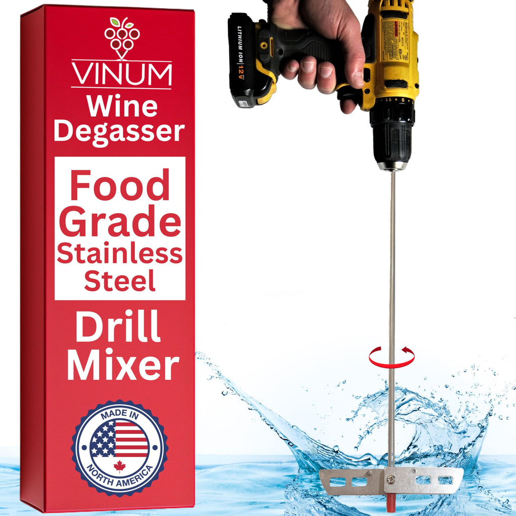 Wine Beer Degassing Stirrer for Wine Making 17.5” Stainless Steel 316 Drill Mixer Rod Attachment Wand w/Paddles | Winemaking, Brewing, Mead, Kombucha Supplies | Mixing De-gasser Agitator Tool