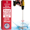 Wine Beer Degassing Stirrer for Wine Making 17.5” Stainless Steel 316 Drill Mixer Rod Attachment Wand w/Paddles | Winemaking, Brewing, Mead, Kombucha Supplies | Mixing De-gasser Agitator Tool