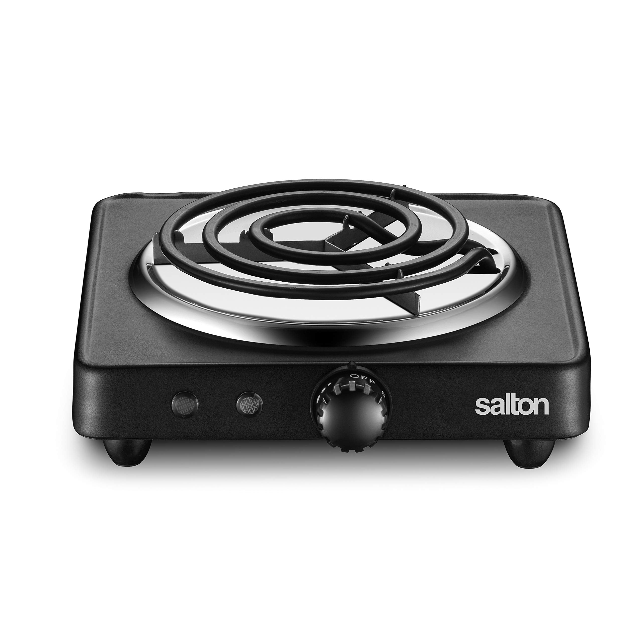 Salton Single Coil Portable Electric Cooktop | 1000 Watts | Lightweight & Compact | Variable Temperature Control | Perfect for Dorms, Offices, Camping | Black | 100% Canadian-owned & operated