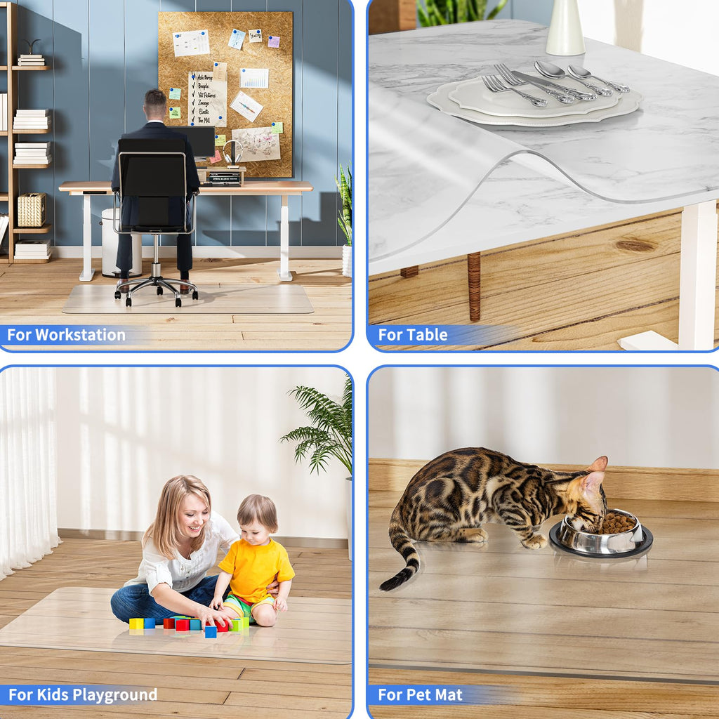 WASJOYE Chair Mat for Hardwood Tile Floor, 36"x48" PVC Floor Protector Cover Rug Mat with Non-Slip Frosted Back, Heavy Duty for Home Office Computer Desk Rolling Chair, Easy Expanded