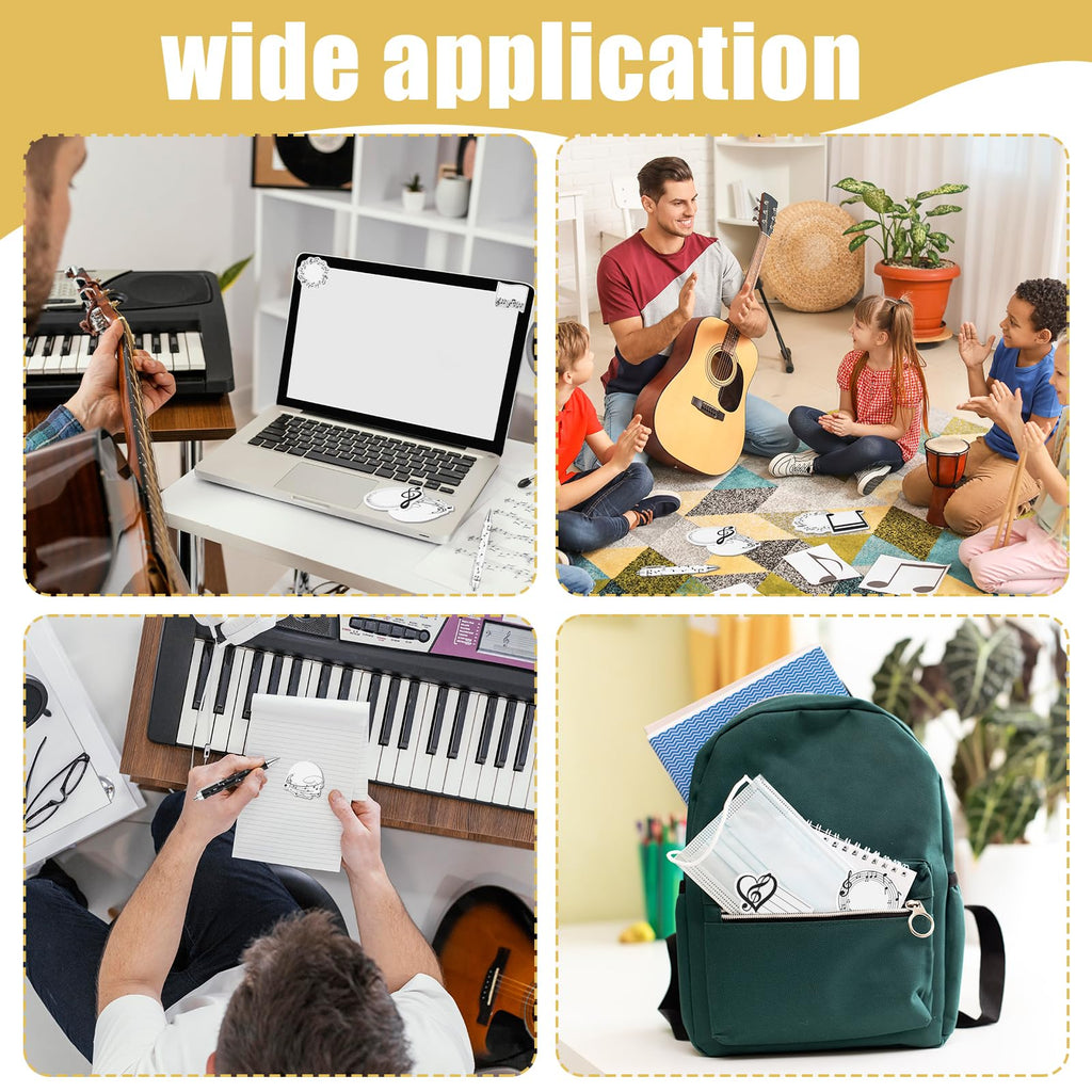 LIUBUJINGYING 48 Pcs Music Sticky Notes Music Themed Sticky Note Pads with Musical Note Ballpoint Pens Musical Note Message Reminder Writing Memo Page for Piano Teacher Appreciation Gift Office