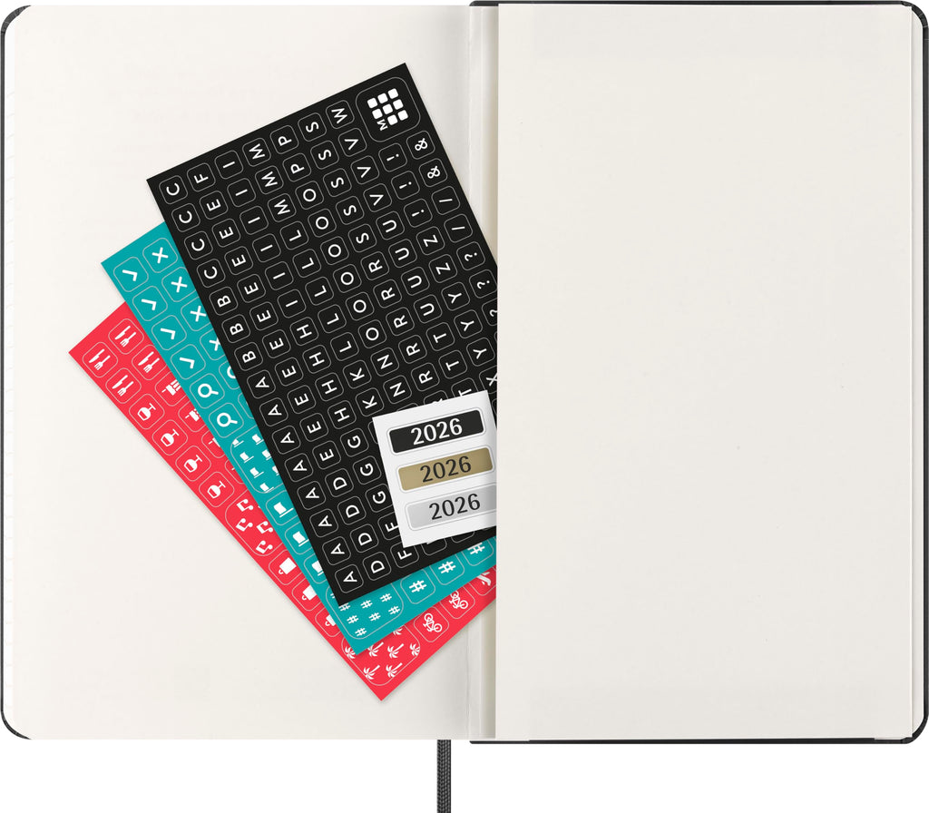 Moleskine Classic 12 Month 2026 Weekly Planner, Hard Cover, Large (5" x 8.25"), Black, 144 pages