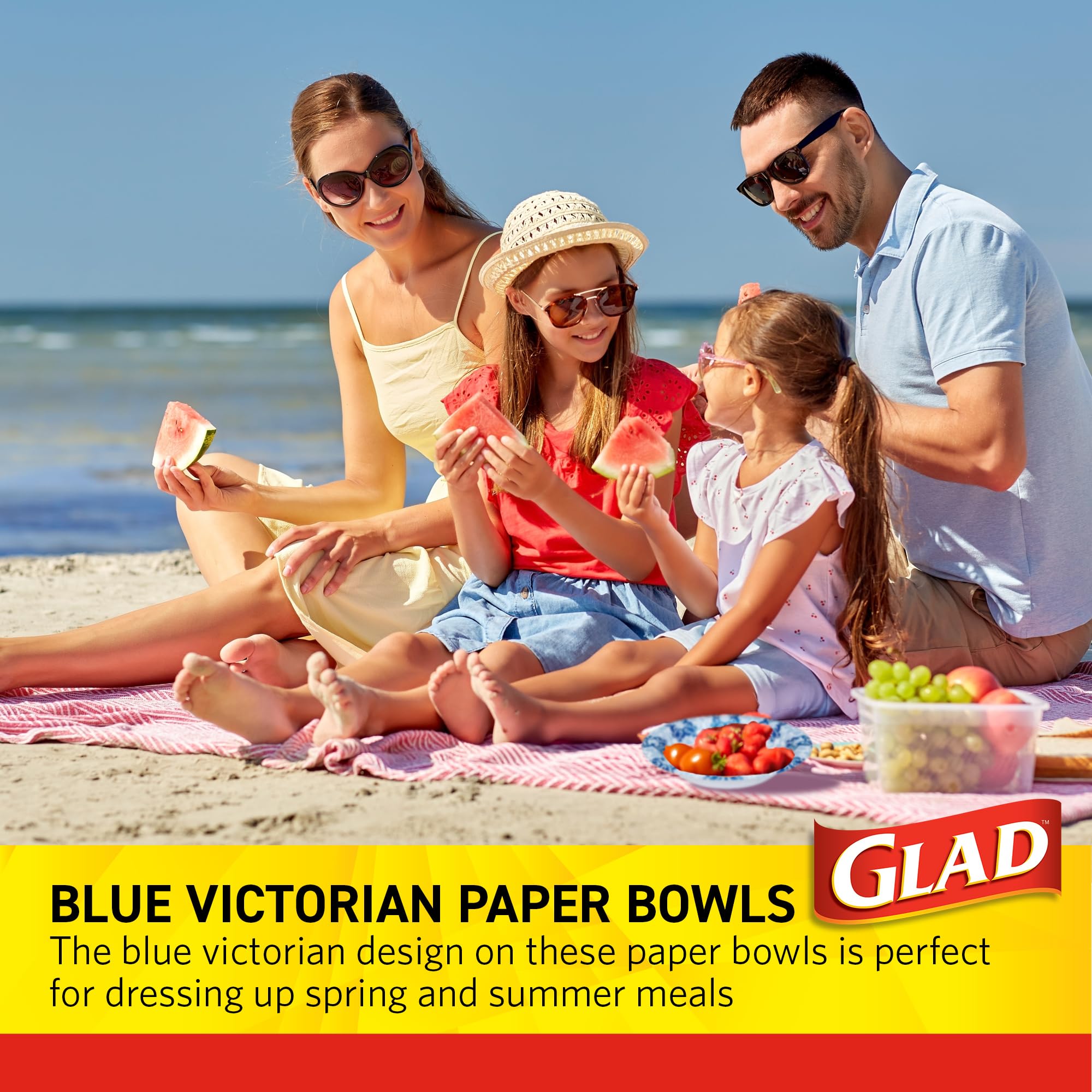 Glad Round Disposable Paper Bowls, Green Victorian Design - Heavy Duty, Soak Proof, Cut-Resistant, Microwavable Bowl for All Foods & Daily Use, 16 Oz, 50 Count