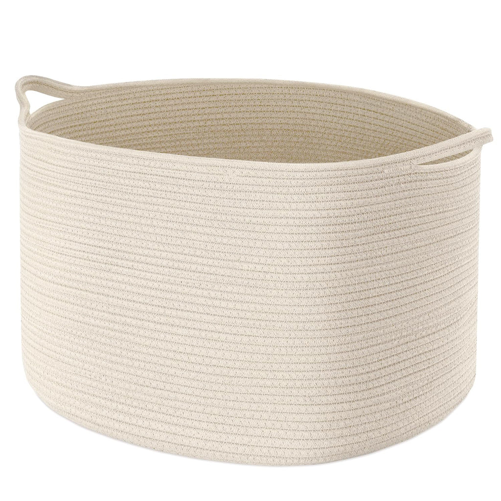 Large Storage Basket Rope Basket, Maliton Extra Large Cotton Rope Bin 22" x 22" x 14" XXXLarge Basket Woven Storage Basket Toy Bin with Handle Comforter Cushions Storage Bins Thread Laundry Hamper