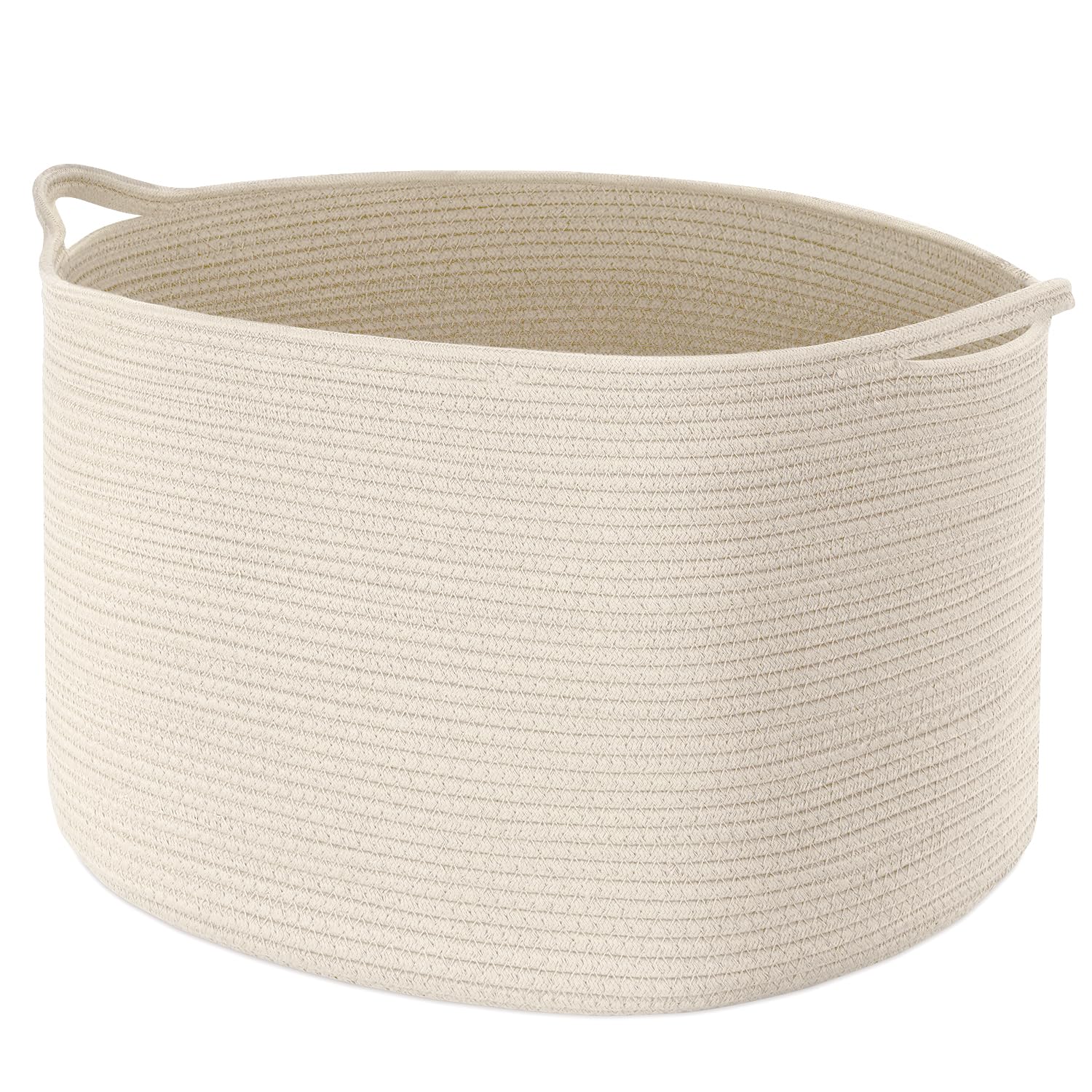 Large Storage Basket Rope Basket, Maliton Extra Large Cotton Rope Bin 22" x 22" x 14" XXXLarge Basket Woven Storage Basket Toy Bin with Handle Comforter Cushions Storage Bins Thread Laundry Hamper