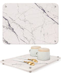 Spaceneat Diatomite Stone Drying Mat for Kitchen Counter - Rapid Moisture Removal - 15.7" x 11.8" Large Dish Drying Stone - White Marble