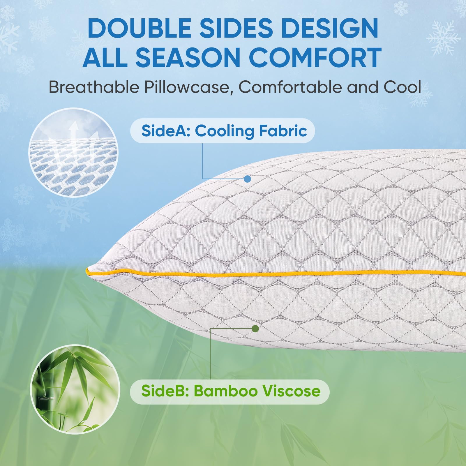 Cooling Shredded Memory Foam Pillows King Size 2 Pack – Adjustable Bed Pillows for Sleeping, Breathable Cooling Supportive Pillow for Side Back & Stomach Sleepers, with Washable Cover