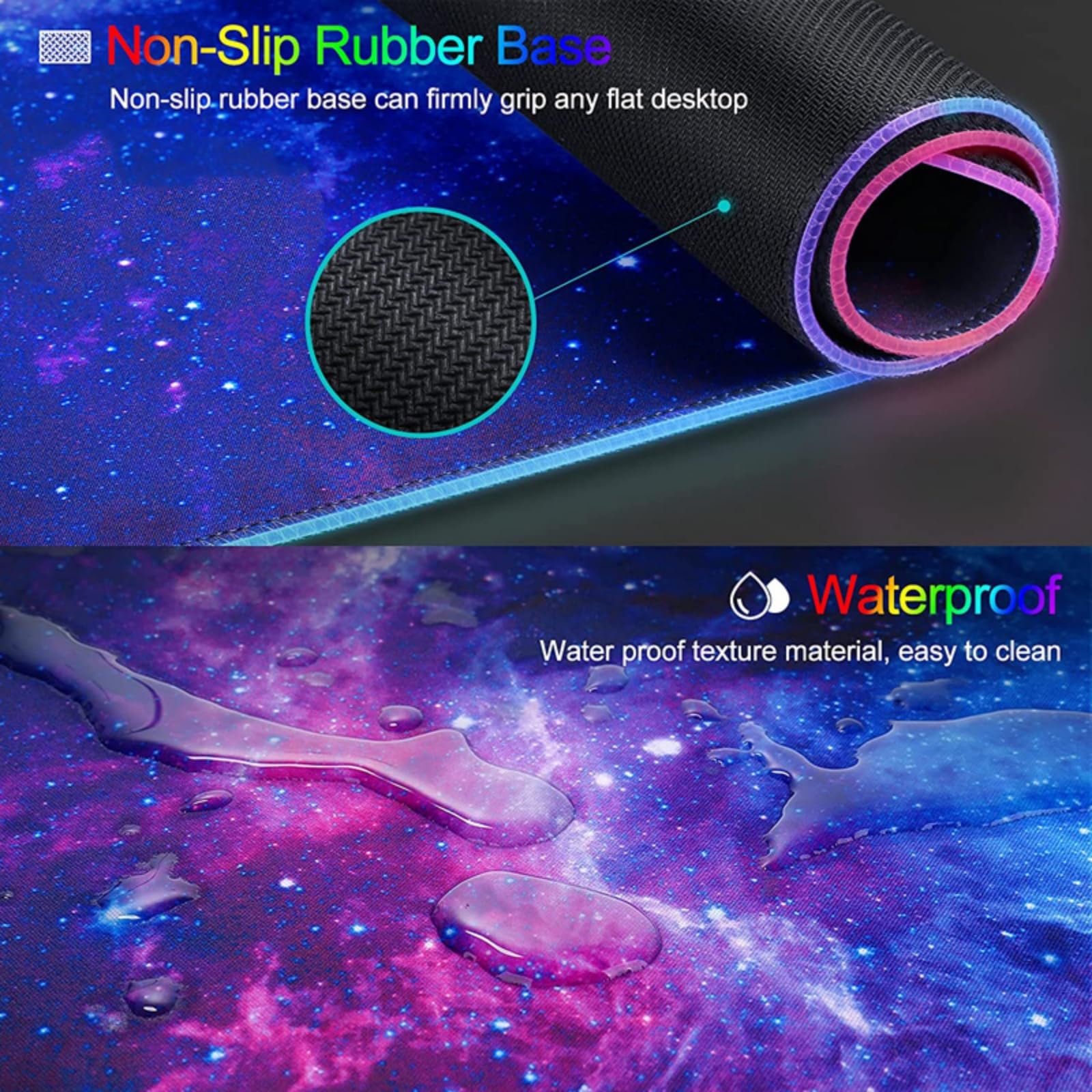 TEKXDD RGB Gaming Mouse Pad - Mousepad, XXL Extended 12 LED Modes Mouse Desk Pad 31.5X 11.8inch, Non-Slip Rubber Base, Desk Mat Mousepad for Computers, PC, Laptop and Office