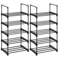 SONGMICS Shoe Rack, 5 Tier Shoe Organizer, Set of 2 Metal Shoe Storage Shelves, Easy to Assemble, Entryway, Black ULSA055B02