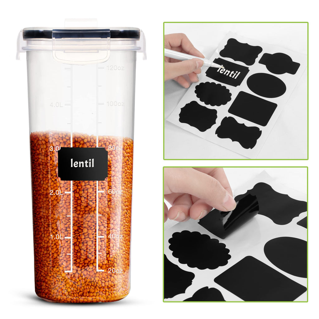 KICHLY Pack of 4 Cereal Containers Storage - Cereal Dispenser & Food Storage Containers for Pantry Organization and Storage -Food Dispensers for Kitchen Counter and Cookie Jars