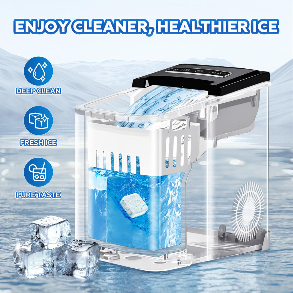 Ice Machine Cleaner Tablets Descaler (32 Pack) – Nickel-Safe Countertop Portable Commercial Ices Maker Cleaning – Remove Hard Water Buildup, Odor-Free, Crystal Clear Ice