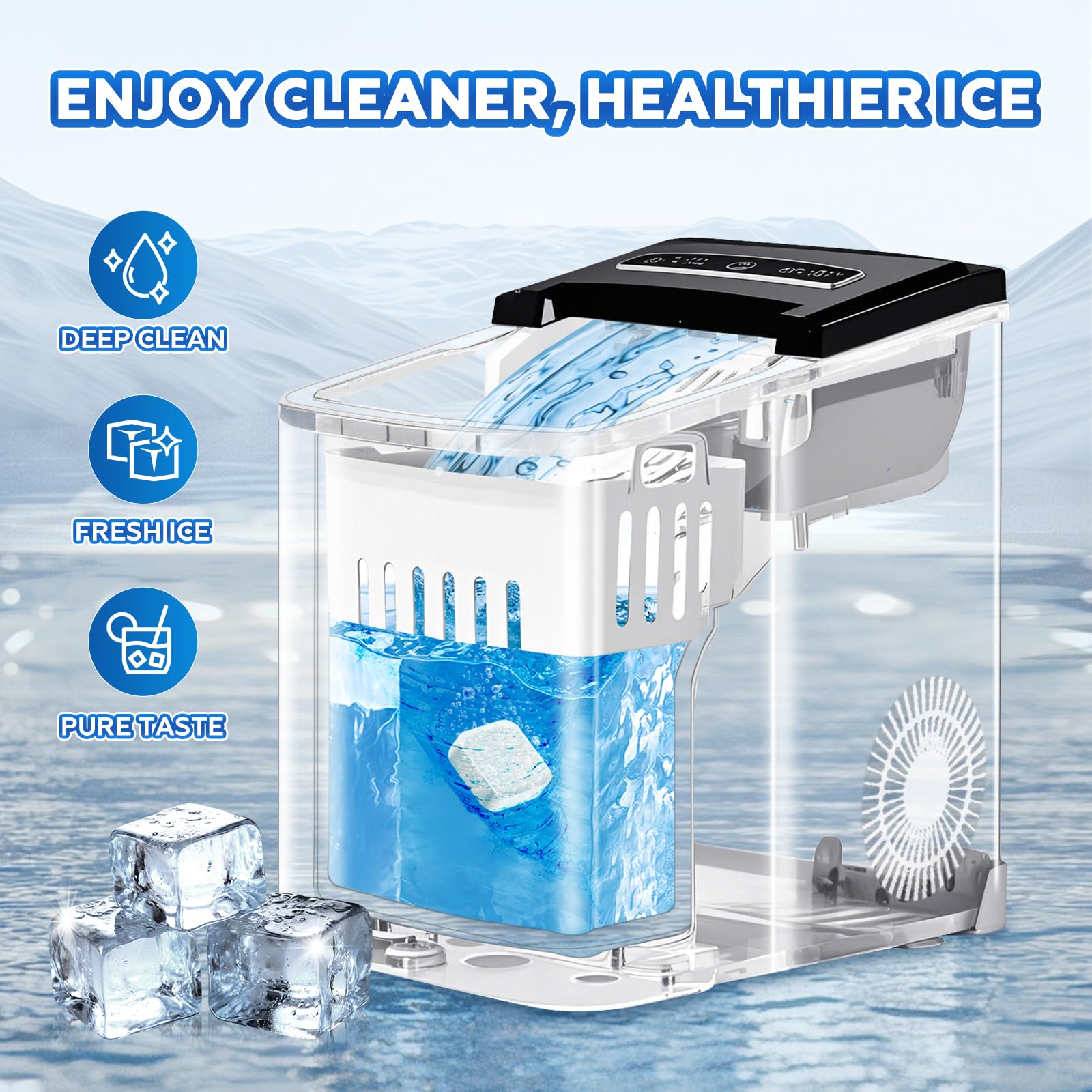 Ice Machine Cleaner Tablets Descaler (32 Pack) – Nickel-Safe Countertop Portable Commercial Ices Maker Cleaning – Remove Hard Water Buildup, Odor-Free, Crystal Clear Ice