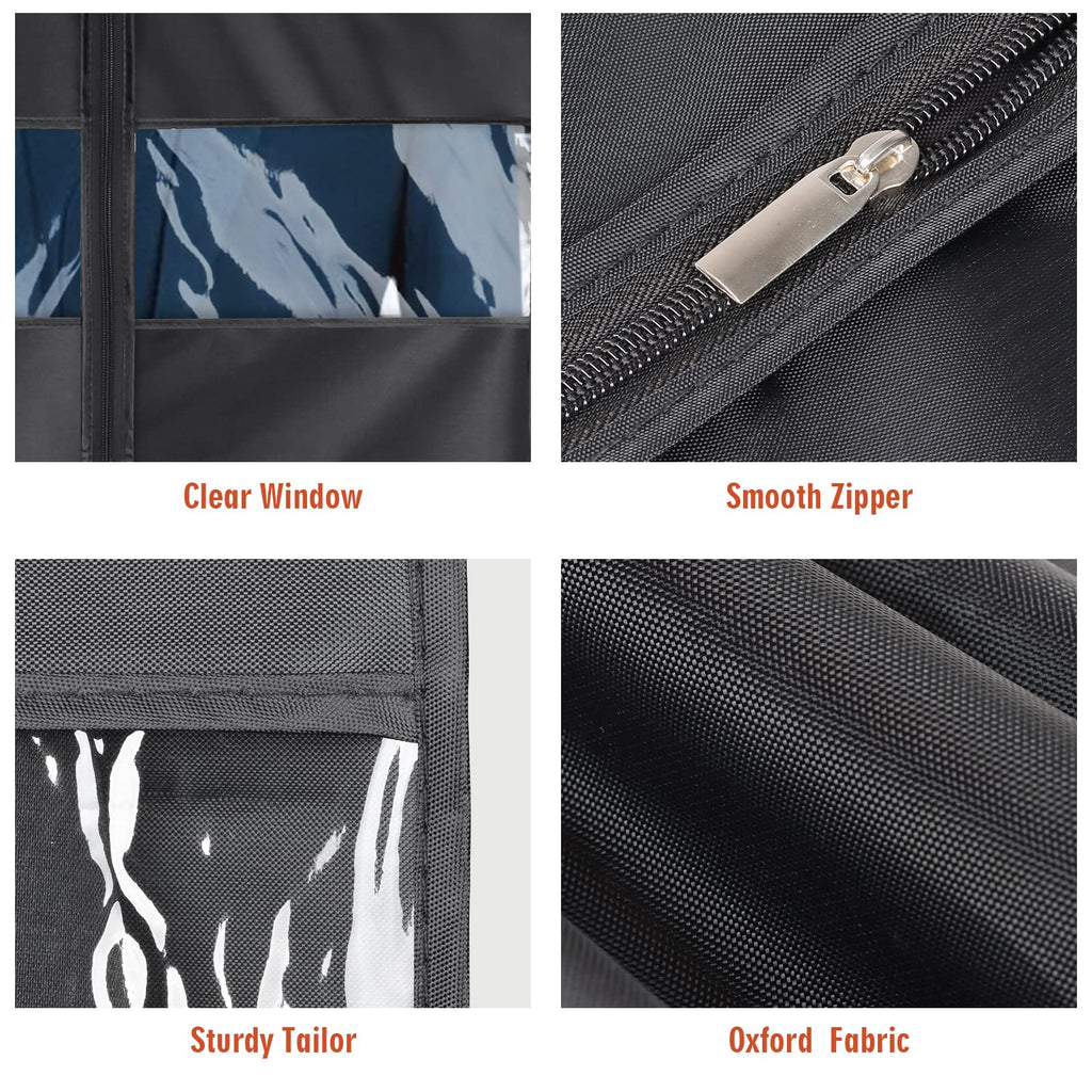 Univivi 5 pcs Garment Bag 110 cm/43 inch Suit Bag with Clear Window,Zipper,Washable Oxford Fabrics Suit Cover for Suits, Jacket,Coats (24"x43"-5pcs- Oxford)