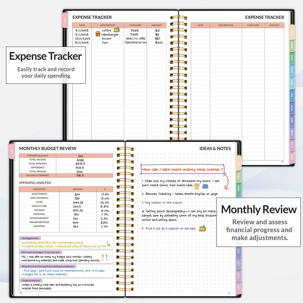 2026 Budget Planner - Monthly Budget Book from JAN 2026 - DEC 2026 with Expense Tracker Notebook, A5 Size (6.4" x 8.3") Bill Organizer & Finance Planner Account Book to Manage Your Finances, Black