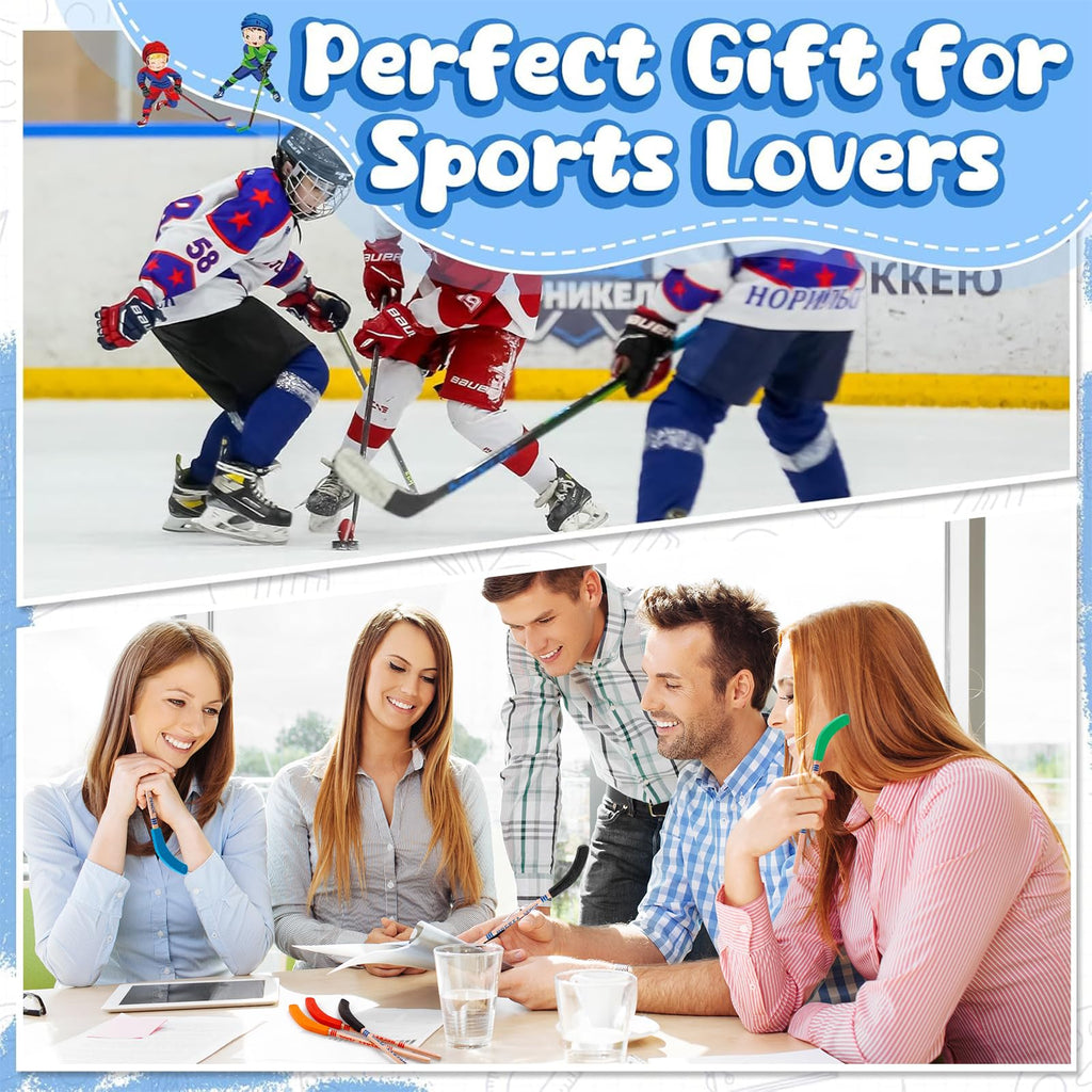 OT-NVWOZR 18pcs Hockey Pencils with Erasers, 9 Inch Multicolor Hockey Sticks Pencils with 8pcs Mini Round Pencil Sharpeners, Fun Cool Pencil Gifts for Fans Students, Sports Party Favors