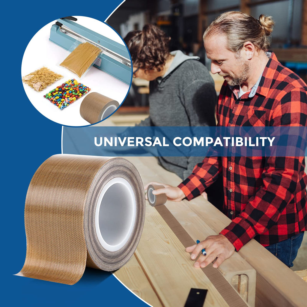 Teflon Fabric Tape, 2 Inch 30 Feet PTFE Tape for Vacuum Sealer Machine, Hand Impulse Sealers Insulation PTFE Coated Fiberglass Adhesive Tape Compatible with FoodSaver Seal A Meal Weston Cabella