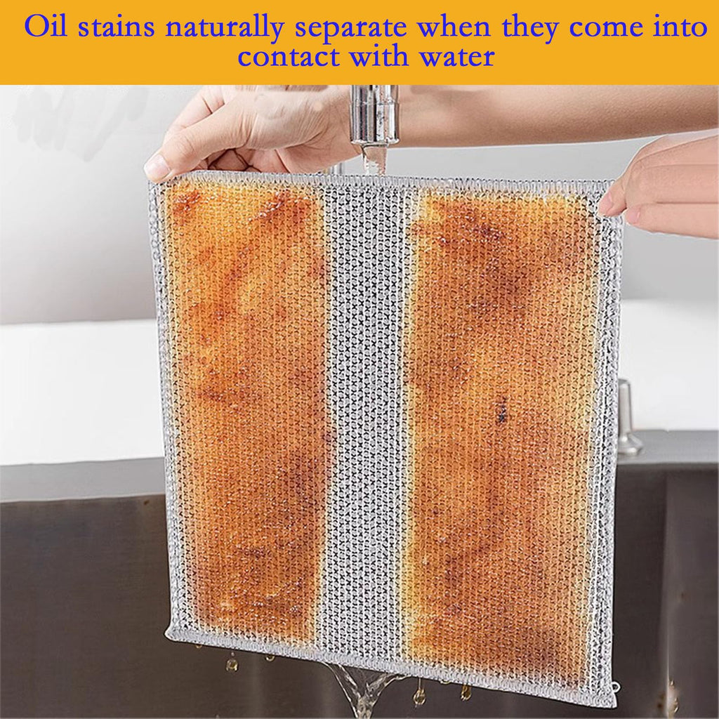 10PCS Double Wet and Dry Wire Dishcloth, Stainless Steel Scrubber, Multi-Purpose Wire Miracle Cleaning Cloths, Non-Scratch, for Powerful Cleaning of Cookware and More (10)