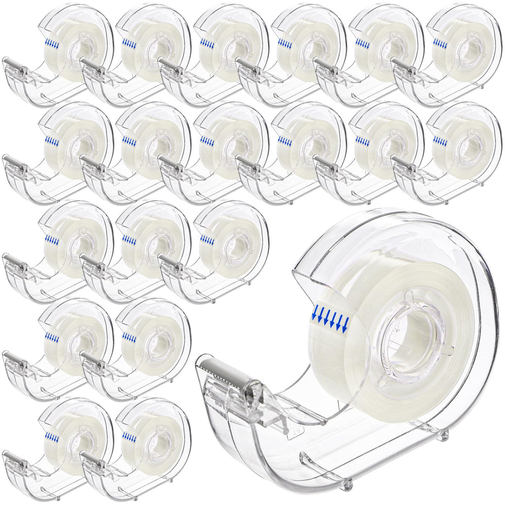 WRINGKIT 20 Pack Clear Tape with Dispenser, Refillable Tape Dispenser with Tape 0.7" x 1000", Office Tape Rolls with Dispenser Bulk, Transparent Tape Refills for Gift Wrapping, Crafting, School