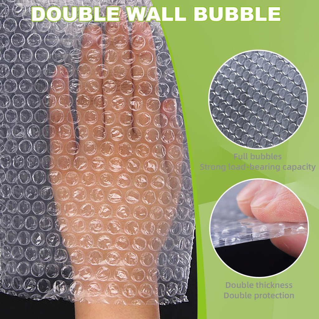 50 Pcs Bubble Pouch Wraps, 6''x8'' Clear Bubble Out Bags for Packing, Double Walled Cushioning Bags for Shipping, Storage and Moving(Not Self-Seal)