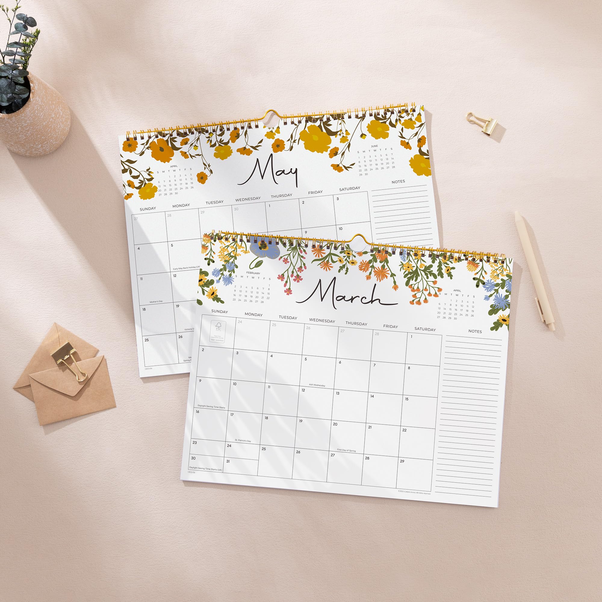2026 Calendar - Cabbrix Wall Calendar 2026, 18 Monthly Calendar from July 2026 - December 2027, 15" x 12", Twin-Wire Binding, Hanging Hook, Floral Design